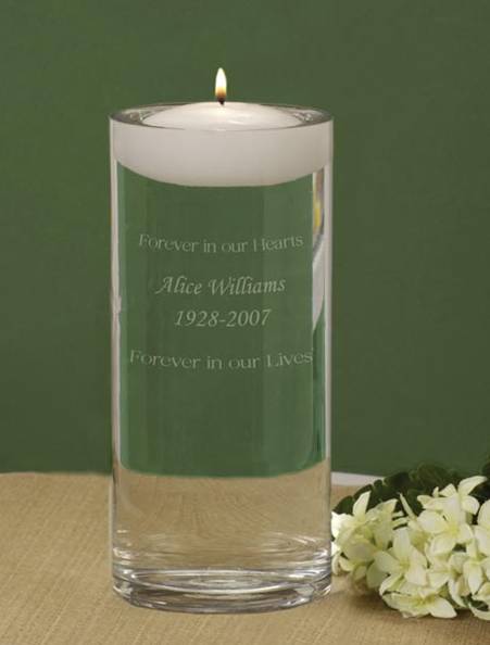 Engraved floating candle funeral gift
