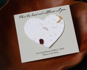 Seed cards heart personalized memorial cards