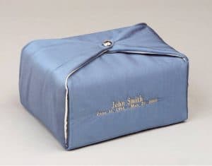 Steel Blue Embroidered Fabric Urn