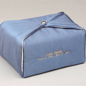Steel Blue Embroidered Fabric Urn