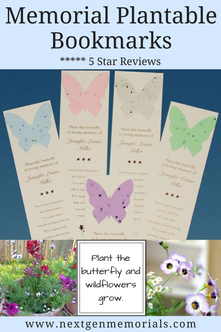 Memorial Plantable Bookmarks with Butterflies