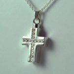 Silver Cross with Stones Pendant Urn Necklace