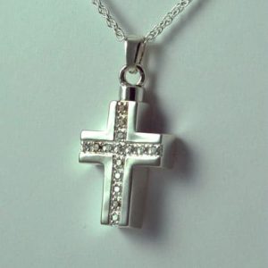 Silver Cross with Stones Pendant