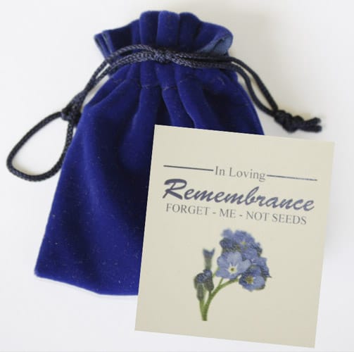 Forget-me-not seed memorial pouches