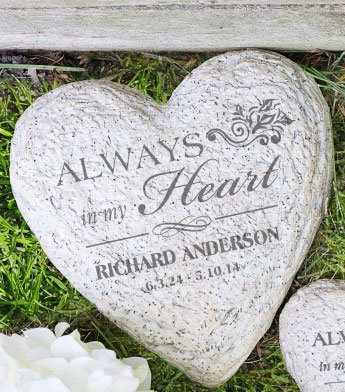 Personalized Memorial Heart Garden Stone With Name And Dates