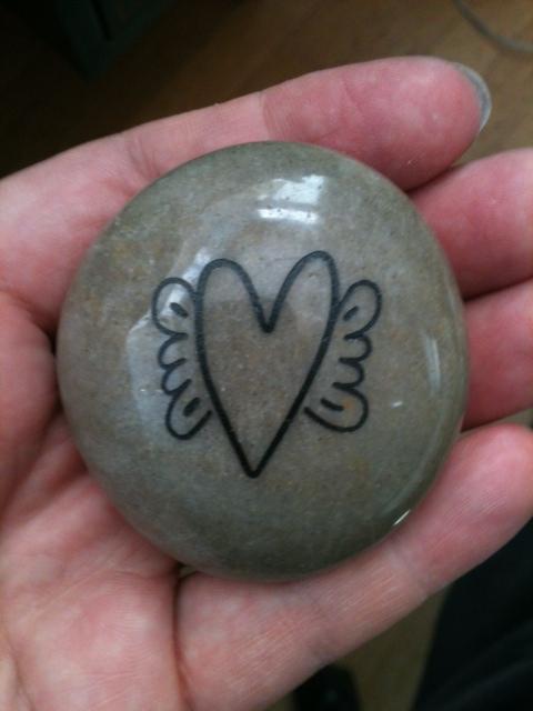 Memory Stones Engraved with Heart and Wings