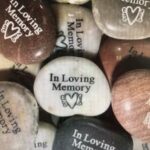 Memory Stones for Funeral, with Heart and Angel Wings