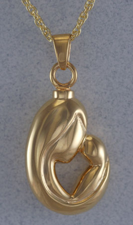 Silver Mother and Child Necklace Urn