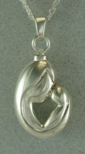 Silver Mother and Child Urn Necklace