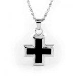 Silver Onyx Cross Pendant Urn Necklace