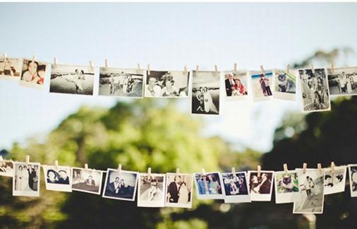 Photos Pinned to a Clothesline