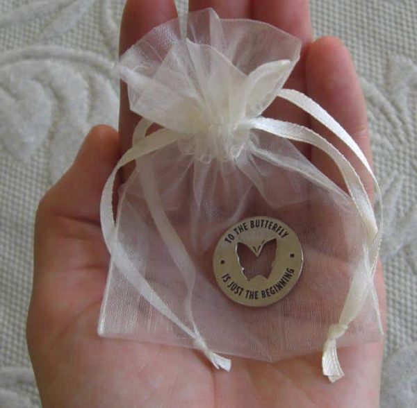 Butterfly Memorial Coin in Organza Pouch