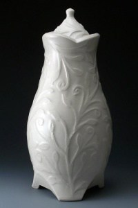 White Floral Ceramic Urn