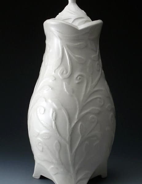 White Floral Ceramic Urn