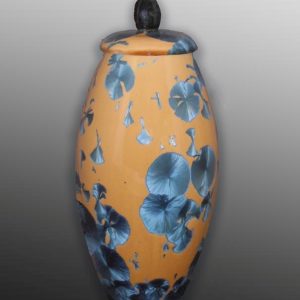 Yellow Blue Cobalt Ceramic Urn