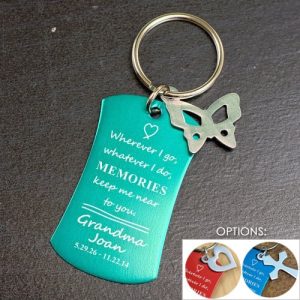 Memorial Keychain with Butterfly