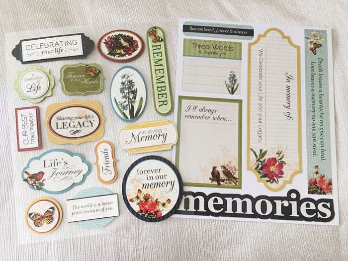 Memory board stickers pages. Left page contains 3-D Dimensional stickers.