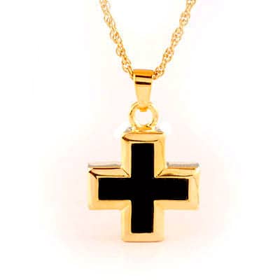 Gold Onyx Cross Cremation Jewelry